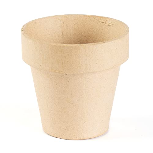 Paper Mache Flower Pots by Factory Direct Craft - (12 Natural Kraft) Unfinished Natural Papier Mache DIY Flowerpots Ready to Decorate, Decoupage, - WoodArtSupply