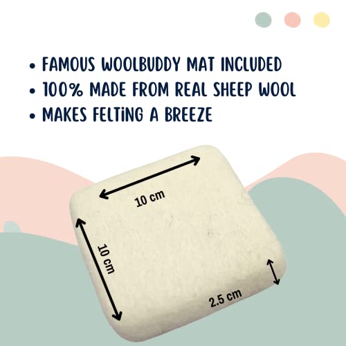 Woolbuddy Needle Felting Kit, Beginner Felting Kit, Felting Tools Included, 40 Colored Felting Wool, Mini Needle Felting Pad, 4 Needle Felting Woolbuddy