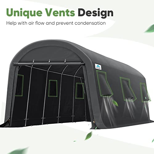 ADVANCE OUTDOOR 13x20 ft Carport 2 Roll up Doors & Vents Outdoor Portable Storage Shelter Garage Tent for Vehicle Boat, Truck Anti-UV Snow Resistant - WoodArtSupply