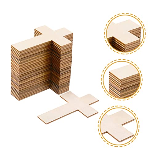 50pcs Easter Cross Cutouts Wood Crafts Unfinished Cross Unfinished Wood Cross Unfinished Blank Cross Craft Wood Chips Cross Embellishments Wood Toy SUPVOX