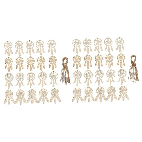 EXCEART 80 Pcs Wooden Dreamcatcher Unfinished Christmas Dream Catcher Cutouts Wooden Embellishments Homemade Ornaments Wooden Hanging Dream Catchers EXCEART