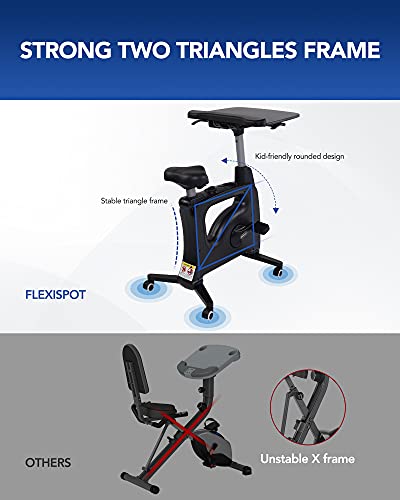 FLEXISPOT Computer Workstation Standing Desk Exercise Bike Home Office Furniture Desk -Deskcise pro（Black） - WoodArtSupply