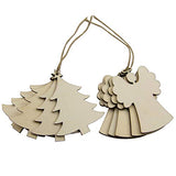 LUOEM 30pcs Wooden Christmas Hanging Ornaments Wood Angel Deer Ball Child Snowman Christmas Tree Cutout Hanging Embellishments Xmas Tree Hanging LUOEM