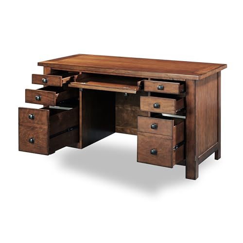 Tahoe Aged Maple Executive Pedestal Desk by Home Styles, 5412-18 - WoodArtSupply