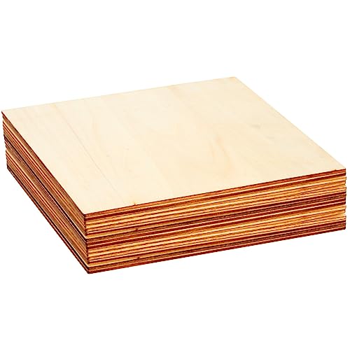 8 Pack Thin 8x8 Wood Squares for DIY Crafts, Unfinished 1/8 Inch Basswood Plywood for Laser Cutting, Wood Burning Bright Creations
