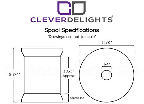 CleverDelights 2 3/4" x 1 1/4" Wood Spools - 5 Pack - Empty Craft Spools CleverDelights