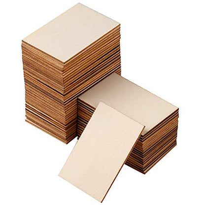 Ruisita 100 Pieces 2 x 3 Inches Unfinished Wood Pieces Rectangle Blank Sharp Corners Wooden Sheets for DIY Arts Craft Project - WoodArtSupply