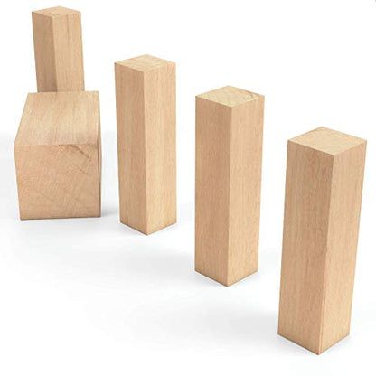 Arteza Basswood Carving Blocks, Set of 5 Pieces, One 4 x 2 x 2 Inches and Four 4 x 1 x 1 Inches Blocks, Art Supplies for Carving, Crafting, Whittling