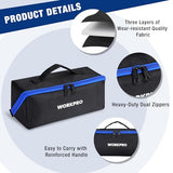 WORKPRO Tool Bag, 10" Wide Mouth Utility Tool Bag with Zipper, Heavy Duty Tool Storage Bag, Multipurpose Tool Case Small Tool Bag for Organizer WORKPRO