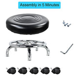 WKWKER Modern Roller Seat PU Leather Low Round Rolling Stool 360° Swivel Small Stool with Universal Caster Wheels Foot Stool for Home Office Garage WKWKER