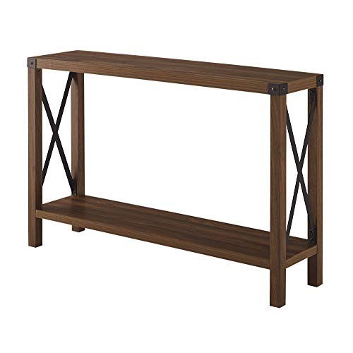 Walker Edison Sedalia Modern Farmhouse Metal X Entry Table, 46 Inch, Dark Walnut - WoodArtSupply