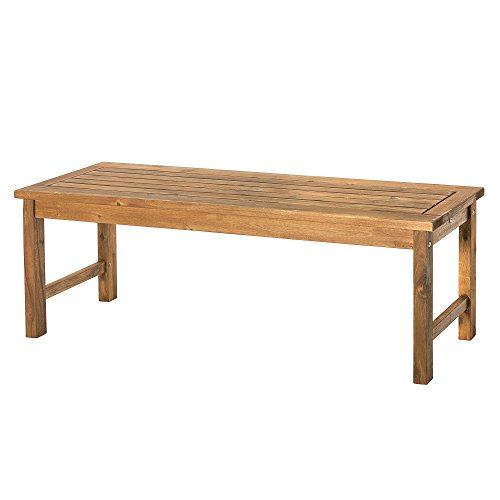 Walker Edison Rendezvous Modern Solid Acacia Wood Slatted Patio Bench, 53 Inch, Brown Walker Edison