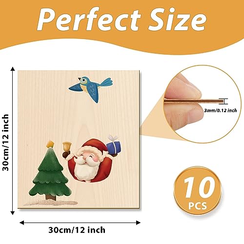 10 PCS Balsa Wood Sheets, 12"x12"x0.12"Plywood Sheets Basswood Sheet, Rectangle Blank Wooden, Craft Wood Blank Unfinished Wood Board for Home