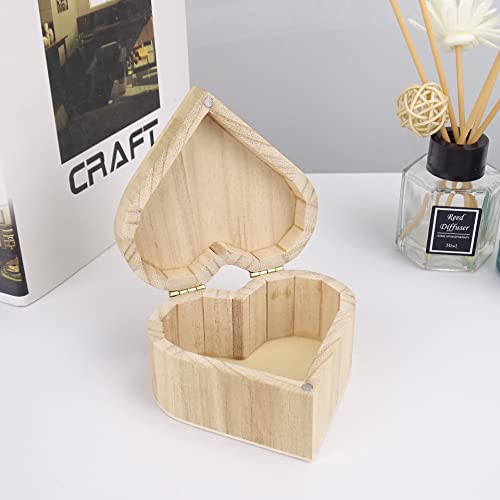 MIAO YUAN 2PCS Unfinished Heart Shape Unpainted DIY Storage Box Wood Craft Box Organizer for Jewelry Box Gift Box Artist Tool - WoodArtSupply