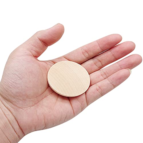 2 Inch Natural Wood Slices Unfinished Round Wood Coins for DIY Arts & Crafts Projects, 60 per Pack Axe Sickle