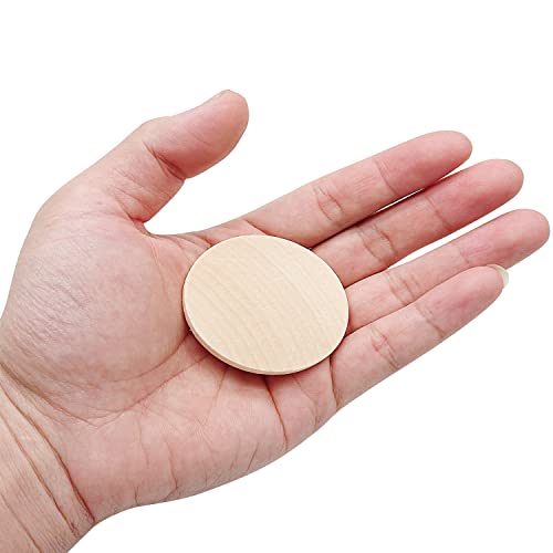 2 Inch Natural Wood Slices Unfinished Round Wood Coins for DIY Arts & Crafts Projects, 100 per Pack - WoodArtSupply