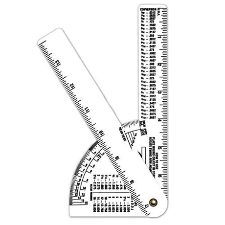 Pipe Caliper/Diameter Caliper and Ruler - Fractional - 3 Pack - White Styrene Oregon Rule Co.