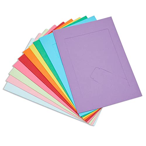 Juvale 50 Pack Colorful 4x6 Paper Picture Frames, Cardboard Photo Easels for DIY, Classroom Crafts, 10 Rainbow Colors Juvale