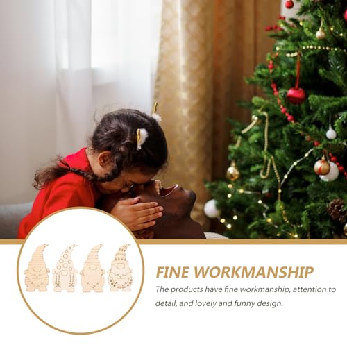 VOSAREA 40Pcs Christmas Gnome Wood Cutouts Unfinished Christmas Wooden Ornaments Xmas Tree Hanging Embellishments Crafts for DIY Arts Crafts Holiday VOSAREA