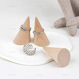 AUEAR, 10 Pack Small Natural Wooden Cone Ring Holder Finger Wood Jewelry Ring Display Stand Organizer DIY Craft (Tilted Shaped) AUEAR