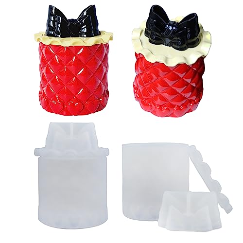 DIYcraft Resin Molds Silicone Mold, Lotus Leaf Storage Box Epoxy Mold Bow Knot Storage Box Decoration Craft Making (Mirror Style Small) DIYcraft