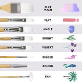 CONDA Paint Brushes Set of 24 Different Shapes Professional Painting Brushes for Oil, Acrylic Canvas and Watercolor Painting (White) conda