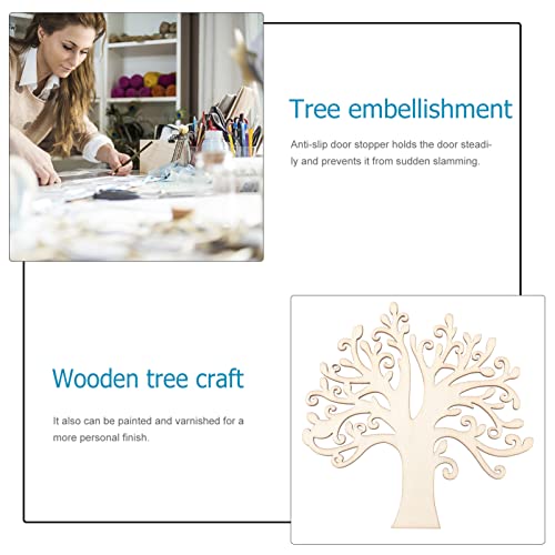 Milisten 10pcs Family Tree Wood Cutouts Blank Wooden Tree Embellishments for DIY Crafts Wooden Ornaments Home Decoration Scrapbooking Embellishments