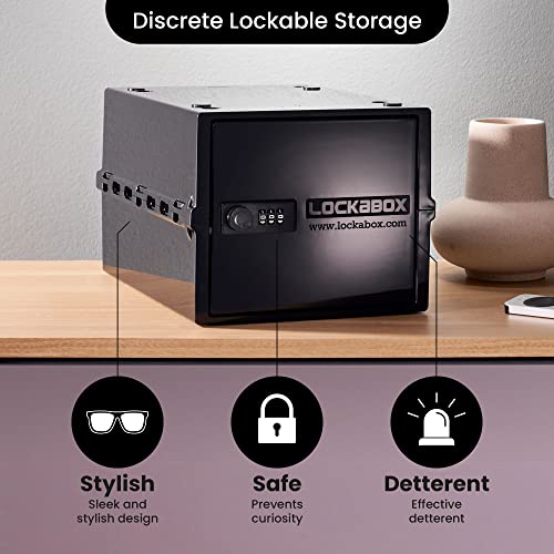 Lockabox One™ | Compact and Hygienic Lockable Storage Box for Food, Medicines, Tech and Home Safety | One Size 12 x 8 x 6.6 inches externally (Jet) Lockabox