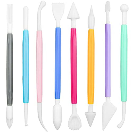 8 Pieces Plastic Clay Modeling Tools Set Ceramic Tool Kit for Sculpting Plastic Polymer Clay Shaping Tool for Kids Double-Head Suitable for DIY yuntop