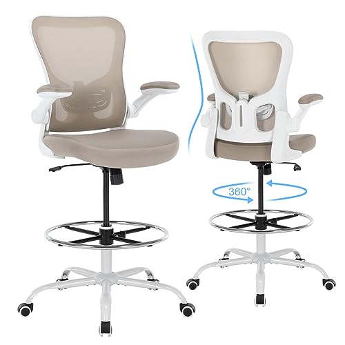 Chairoyal Office Drafting Chair, Ergonomic Tall Office Desk Chair with Adjustable Height and Footrest Ring, Executive Computer Standing Desk Stool