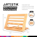 Premium Beechwood Wooden Table Easel and Cookbook Recipe Bookstand - Portable and Foldable Tabletop Art Easel with Flip-Up Page Holders, Adjustable ARTISTIK
