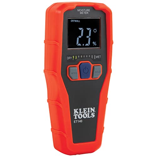 Klein Tools ET140 Pinless Moisture Meter for Non-Destructive Moisture Detection in Drywall, Wood, and Masonry; Detects up to 3/4-Inch Below Surface Klein Tools