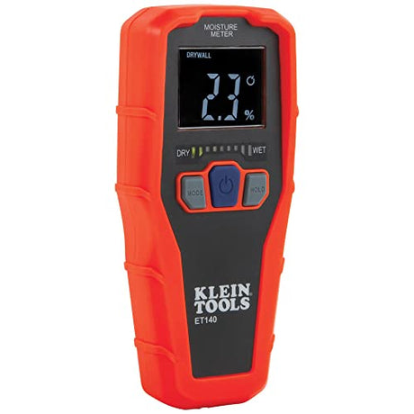 Klein Tools ET140 Pinless Moisture Meter for Non-Destructive Moisture Detection in Drywall, Wood, and Masonry; Detects up to 3/4-Inch Below Surface Klein Tools