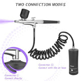 Airbrush KIT Cordless Rechargable with Compressor Portable Air Brush Sets,Auto Handled for Model Painting,Nail,Make Up,Tattoo, Black XPEOO