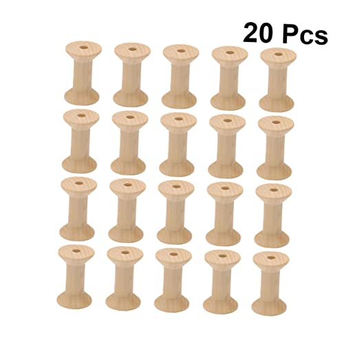 LALAFINA 60 Pcs Sewing Project Kits Unfinished Bobbin Wooden Spools for Crafts Wooden Bobbins Weaving Bobbins Wood Spools Yarn Kit Embroidery Kit LALAFINA