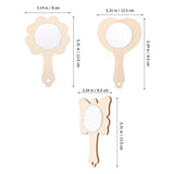 KALLORY DIY Wood Mirror Craft Unfinished Handheld Mirror Wooden Mirror Toys Mini Wooden Princess Mirror for Kids DIY Handmade Craft 18pcs KALLORY