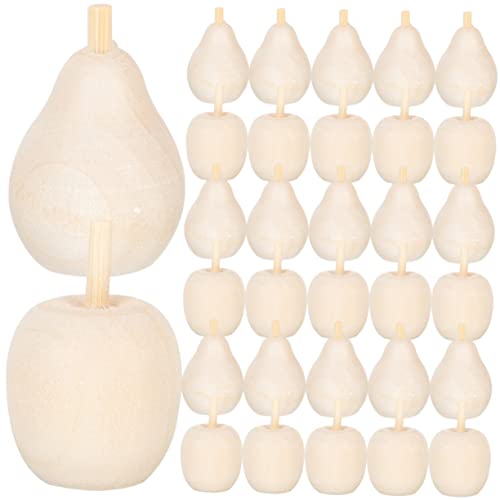 Artibetter 40pcs Wooden Fruit Ornaments Artificial Pear Unfinished Wooden Crafts DIY Unpainted Fruit for Crafts DIY Fruit Crafts Wooden People Peg ARTIBETTER