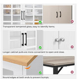 Yaheetech Kitchen Pantry Storage Cabinet with Hutch, 72'' Freestanding Buffet Cupboard with Large Countertop & Glass Doors & Adjustable Shelves, Yaheetech