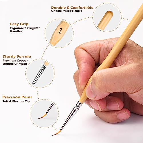 Miniature Paint Brushes,10pcs Micro Detail Paint Brush Set，Small Thin Paintbrush for Acrylic, Watercolor, Oil, Craft, Models, Warhammer 40k Line golden maple