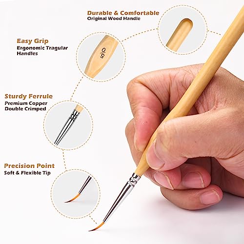 Miniature Paint Brushes,10pcs Micro Detail Paint Brush Set，Small Thin Paintbrush for Acrylic, Watercolor, Oil, Craft, Models, Warhammer 40k Line - WoodArtSupply