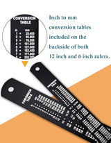 Zotemo Metal Ruler Kit 12 Inch and 6 Inch, Stainless Steel Rulers with Centimeters, Inches and Conversion Table for Office and School, 2 Pack Zotemo