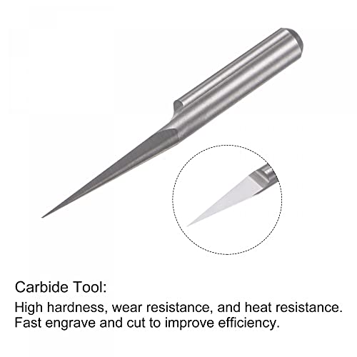 uxcell Wood Engraving Router Bit, 1/8" 3.175mm Shank 0.1mm Tip 10 Degree Solid Carbide CNC 3D Milling Cutter, for Carving Acrylic PVC MDF Plastic, - WoodArtSupply