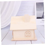 VILLCASE Box House Shaped Money Bank Wood House Organizer Unfinished Piggy Bank Cash Coin Can Kid Coin Bank DIY Wood Coin Bank Desktop Wood Holder VILLCASE