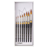 KINGART Premium Original Gold Series Handcrafted Golden Taklon Multimedia Artist Brushes, Gift Box, Set of 10, Black Gloss Handle, for Oil, Acrylic, KINGART