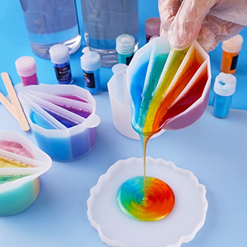 LET'S RESIN Silicone Split Cups,4Pcs Thicken&Rusable Resin Mixing Cups with 2-5Channels,Dividers Paint Supplies,Fluid Art for Resin Crafts,Acrylic LET'S RESIN