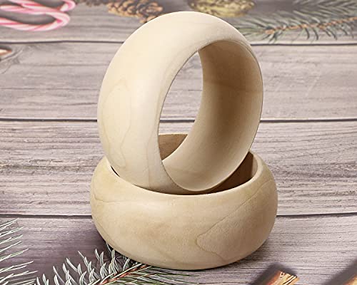 Large Wood Bangle Penta Angel 6Pcs 2.8" Unfinished Natural Smooth Round Wooden Bracelets Wooden Rings Wooden Circle for Jewelry Making and Craft DIY PENTA ANGEL