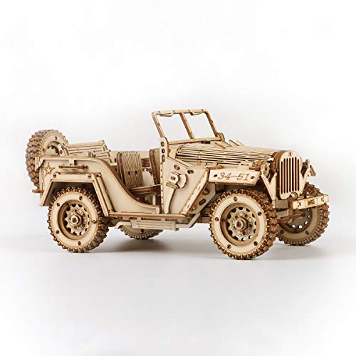 ROKR 3D Wooden Puzzle Army Field Car Model - DIY Mechanical Vehicle Kit for Adults and Kids - WoodArtSupply