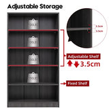 Wood Bookcase 5-Shelf Freestanding Display Wooden Bookshelf for Home Office School (11.6" D*33" W*59.8" H,Grey) Sunon