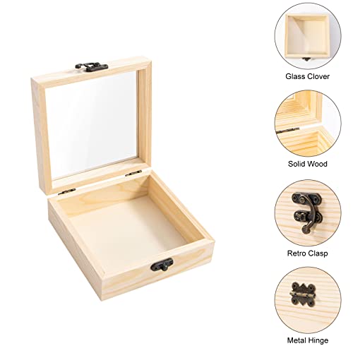Useekoo Unfinished Wooden Box with Lid, 2 Pcs 3.9''x3.86''x2.6'' Small  Keepsake Box, Rustic Wood Boxes for Crafts Art Hobbies and Home Decorations