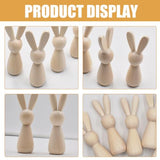 ABOOFAN Unfinished Wooden Bunny,4pcs Blank Wood Rabbit Peg Doll Figure Cutout Table Statue Model Desktop Centerpiece for Kids DIY Painting Home ABOOFAN